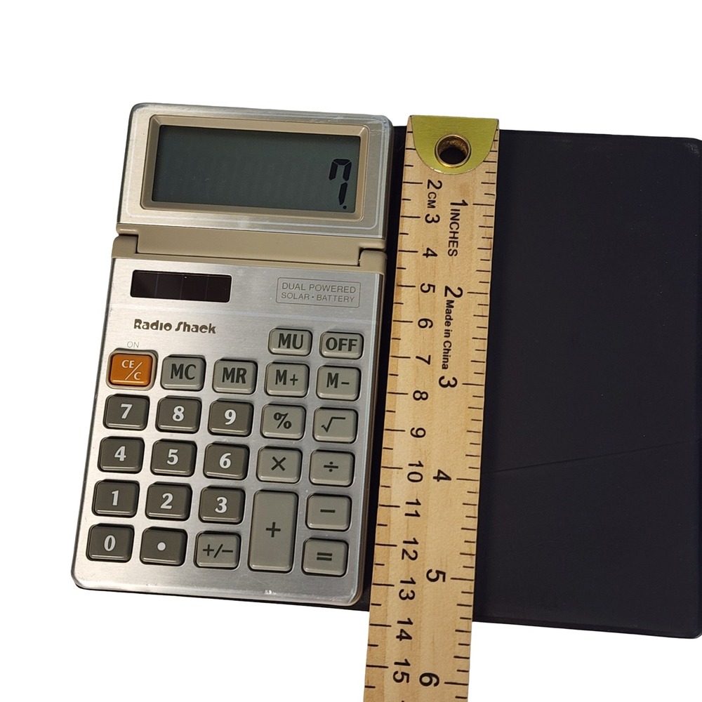 Vintage Radio Shack EC-447 Pocket Calculator Works Battery Wallet Case - Picture 2 of 6